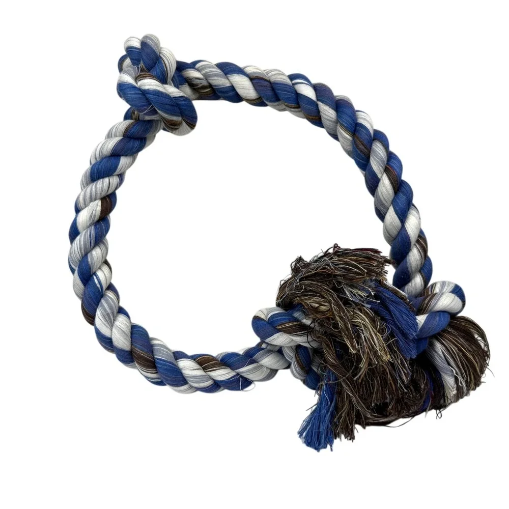 Flossy Durable Braided Cotton Rope Dog Toy Chew Tug Knot for Medium Large Dogs